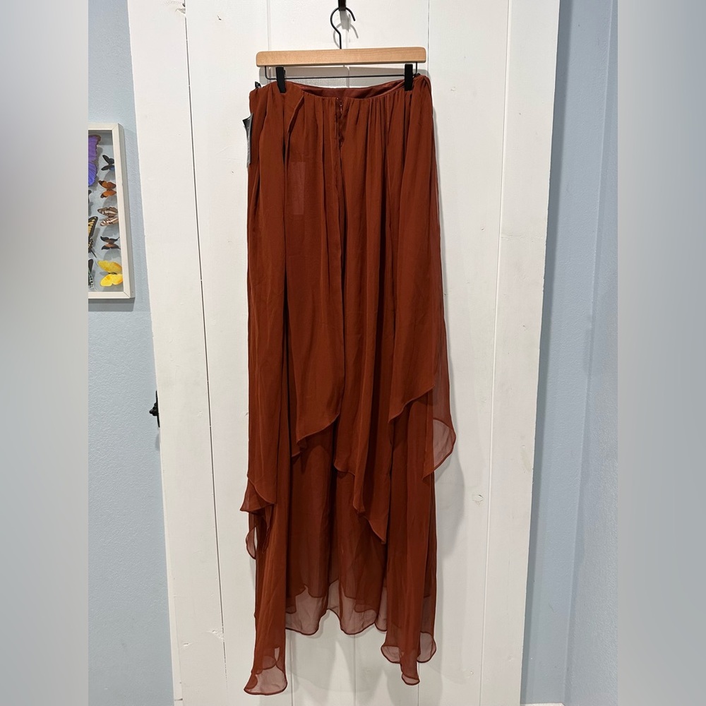 Retrofete Ina Silk Chiffon Dress In Caramel Size Medium - Picture 13 of 16